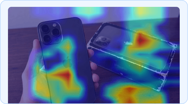 Sobreposição de mapa de calor destacando regiões manipuladas de uma foto