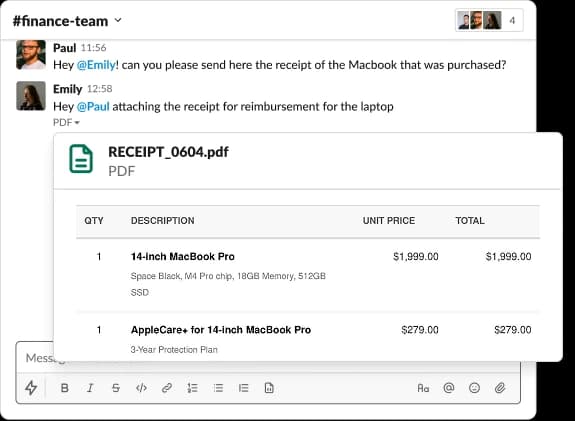 Expense fraud example with manipulated PDF receipt