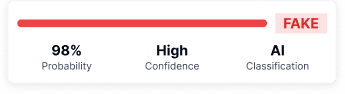 TruthScan detection result with probability and confidence