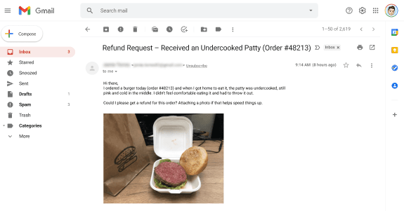 TruthScan Chrome extension analyzing an image in Gmail with an AI probability score and detection heatmap