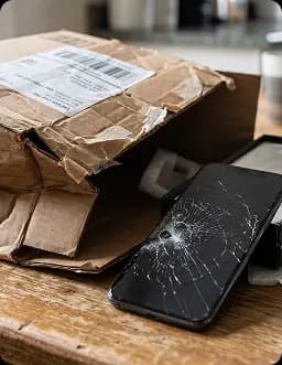 AI-generated damaged unboxing photo for a refund claim