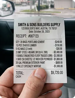 Generated receipt used for a return without purchase