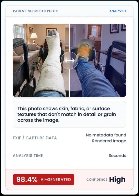 Patient-submitted photo analyzed for AI generation