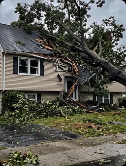 Property damage photo after a catastrophe event