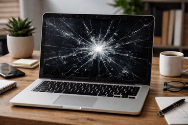 Beschädigter Laptop - KI-generierte Schadensmeldung
