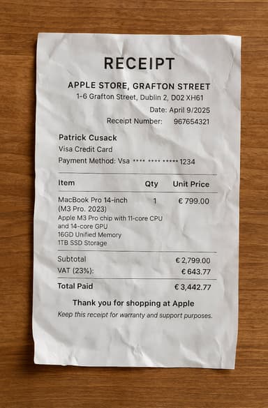 Apple Store Receipt