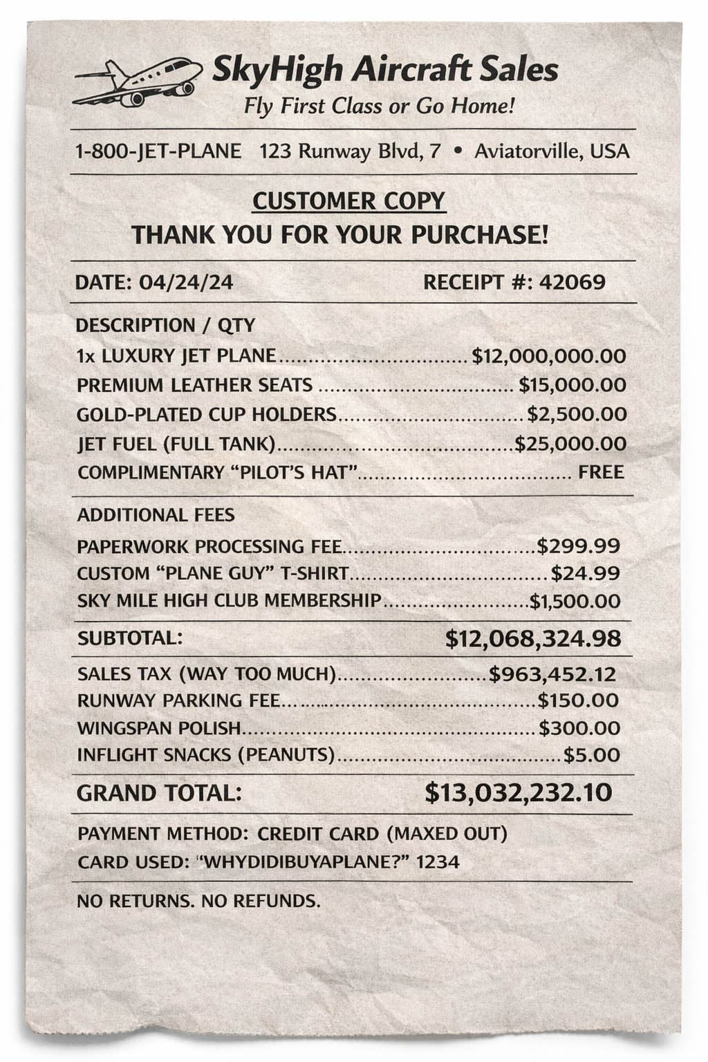 AI-generated receipt example