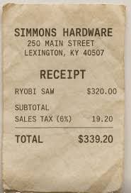 Altered receipt example