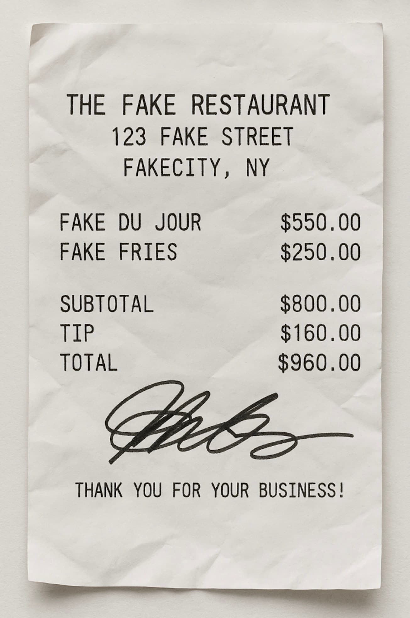 Policy-violating receipt example