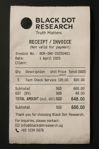 Fabricated Receipt
