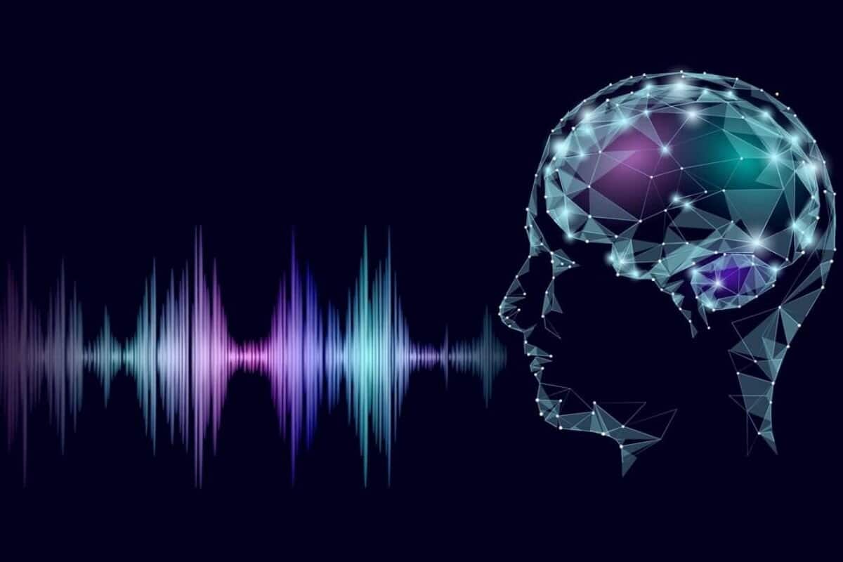 Ilustração de som de voz de robô de IA.
