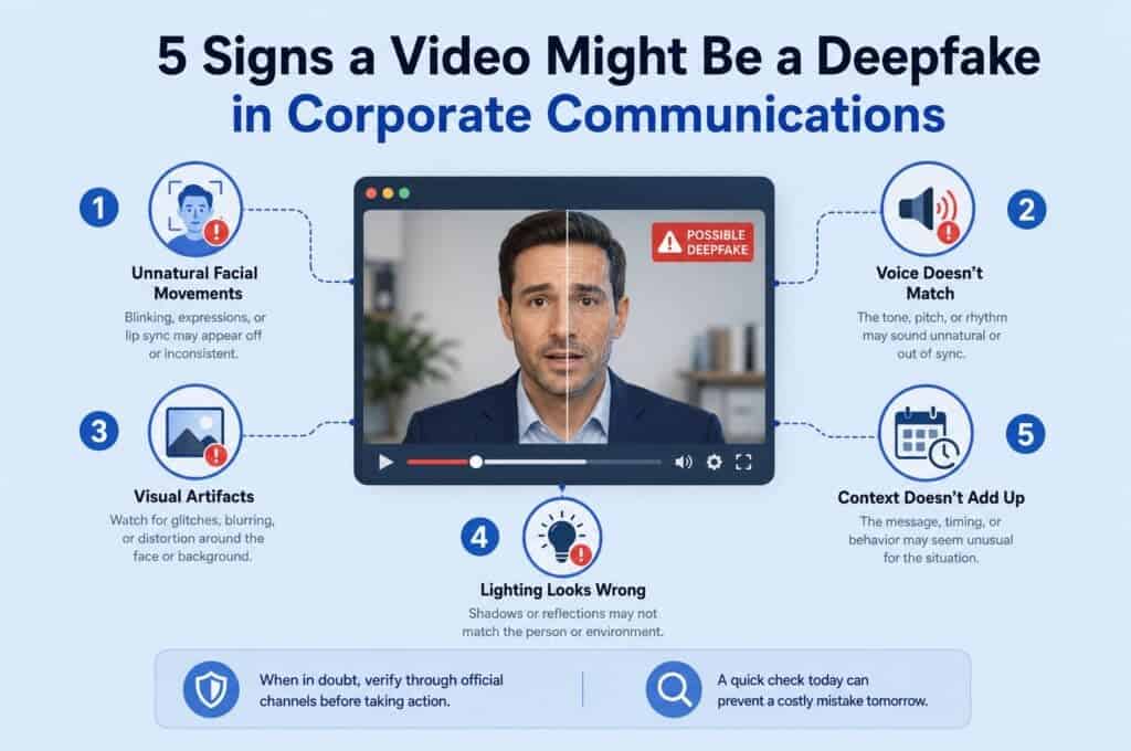 5 Signs in a Video of a Deepfake in Corporate Communications deepfake in corporate communications