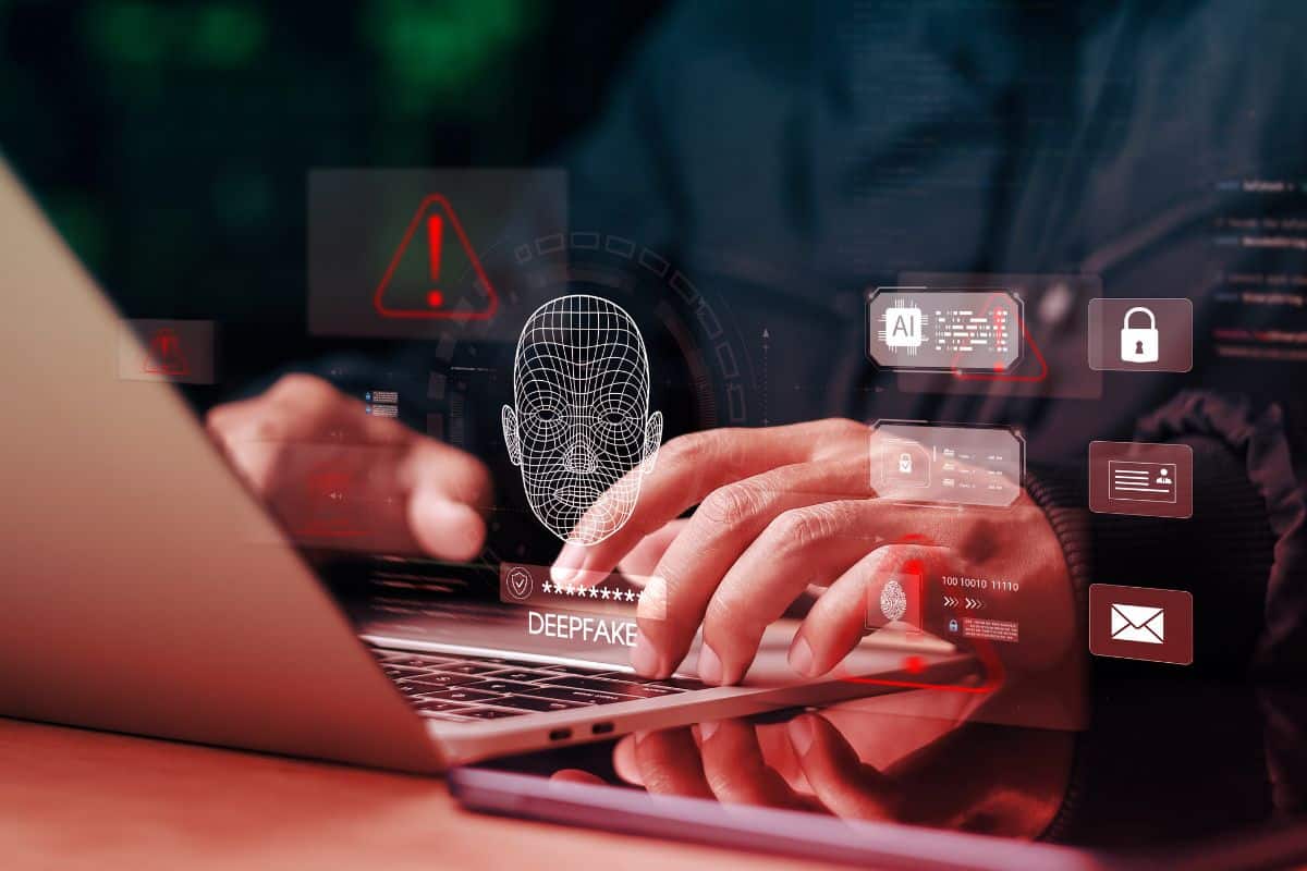 Cybersecurity professional analyzing ai deepfake detection system