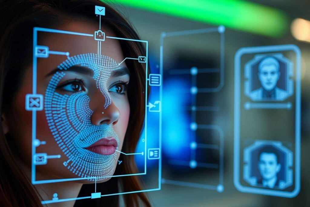 
Authentication by facial recognition concept