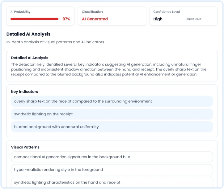 Detailed AI analysis report for an SIU referral